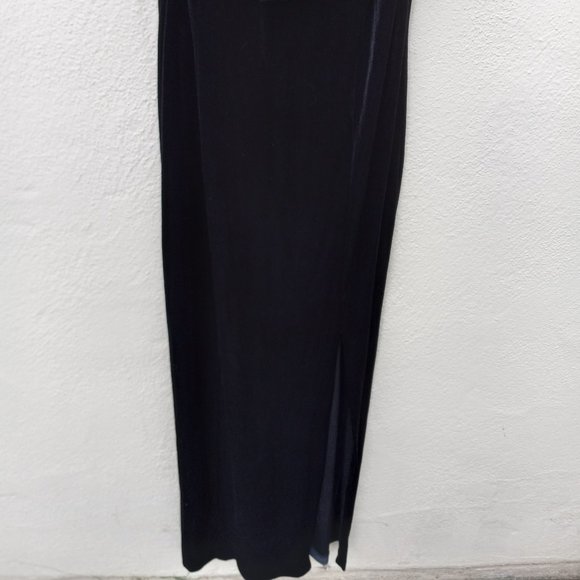 Vintage Velvet Embellished Mesh Overlay Maxi Cocktail Evening Gown 90s 80s - Picture 5 of 16